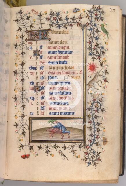 Hours of Charles the Noble, King of Navarre (1361-1425): fol. 12r, December, c. 1405. Creator: Master of the Brussels Initials and Associates (French).