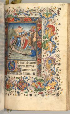 Hours of Charles the Noble, King of Navarre (1361-1425): fol. 179r, Christ Nailed to the Cross, c. 1 Creator: Master of the Brussels Initials and Associates (French)