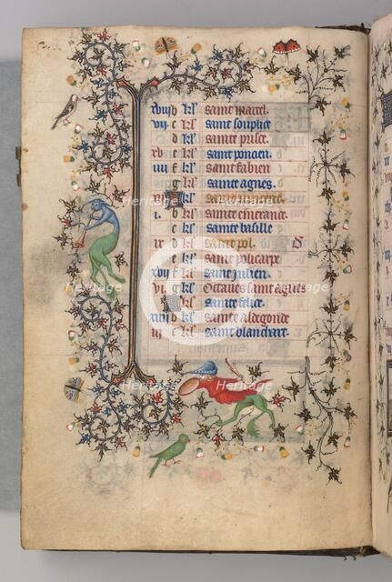 Hours of Charles the Noble, King of Navarre (1361-1425): fol. 1v, January , c. 1405. Creator: Master of the Brussels Initials and Associates (French).