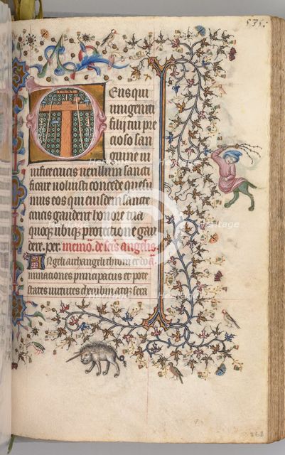 Hours of Charles the Noble, King of Navarre (1361-1425): fol. 262r, Instruments of the Passion, c. 1 Creator: Master of the Brussels Initials and Associates (French).