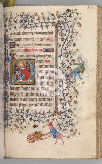 Hours of Charles the Noble, King of Navarre (1361-1425), , fol. 271r, St. Barnabus, c. 1405. Creator: Master of the Brussels Initials and Associates (French).