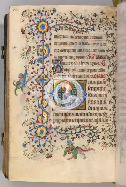 Hours of Charles the Noble, King of Navarre (1361-1425), fol. 299v, St. Agnes, c. 1405. Creator: Master of the Brussels Initials and Associates (French).