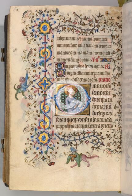 Hours of Charles the Noble, King of Navarre (1361-1425), fol. 299v, St. Agnes, c. 1405. Creator: Master of the Brussels Initials and Associates (French).