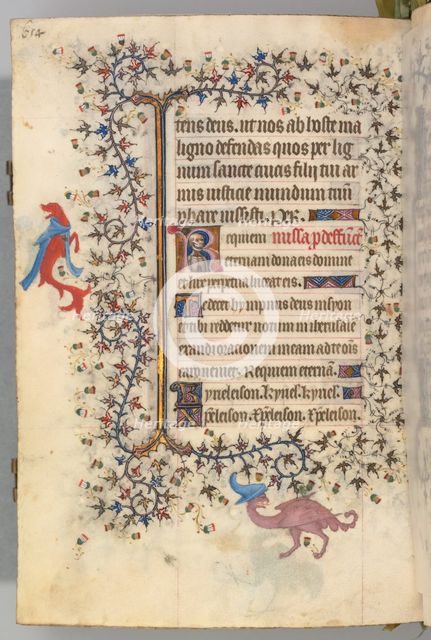 Hours of Charles the Noble, King of Navarre (1361-1425), fol. 321v, Bust of Death, c. 1405. Creator: Master of the Brussels Initials and Associates (French).