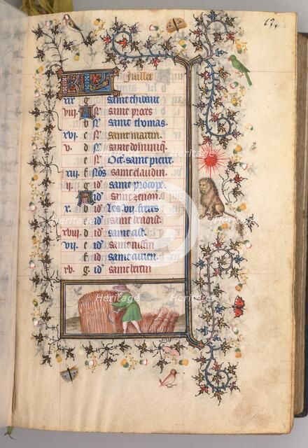 Hours of Charles the Noble, King of Navarre (1361-1425): fol. 7r, July, c. 1405. Creator: Master of the Brussels Initials and Associates (French).