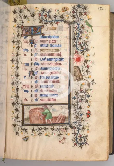 Hours of Charles the Noble, King of Navarre (1361-1425): fol. 7r, July, c. 1405. Creator: Master of the Brussels Initials and Associates (French).
