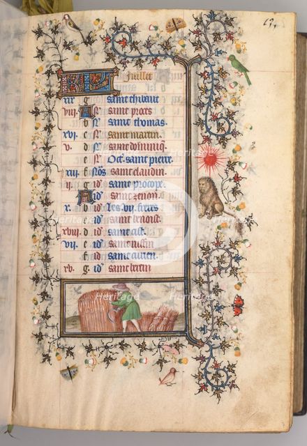 Hours of Charles the Noble, King of Navarre (1361-1425): fol. 7r, July, c. 1405. Creator: Master of the Brussels Initials and Associates (French).
