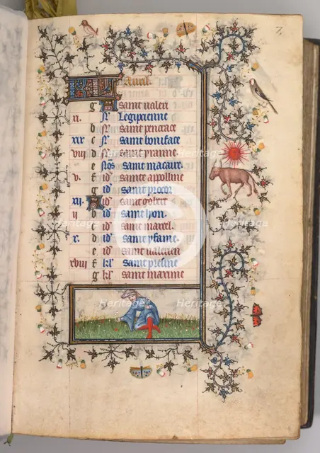 Hours of Charles the Noble, King of Navarre (1361-1425): fol. 4r, April, c. 1405. Creator: Master of the Brussels Initials and Associates (French).