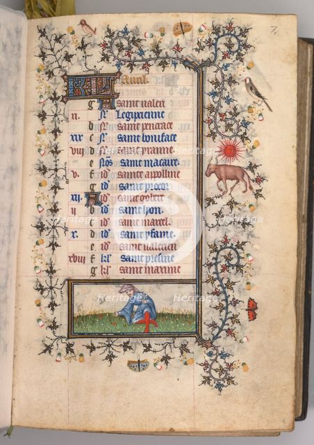 Hours of Charles the Noble, King of Navarre (1361-1425): fol. 4r, April, c. 1405. Creator: Master of the Brussels Initials and Associates (French).