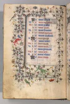 Hours of Charles the Noble, King of Navarre (1361-1425): fol. 4v, April, c. 1405. Creator: Master of the Brussels Initials and Associates (French)