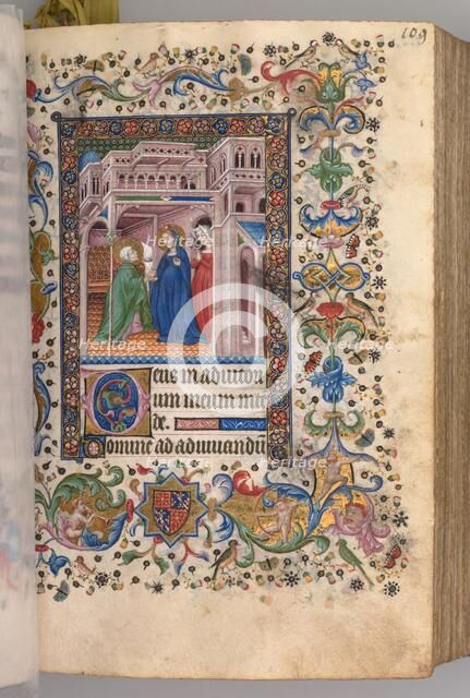 Hours of Charles the Noble, King of Navarre (1361-1425): fol. 55r, The Visitation (Lauds), c. 1405. Creator: Master of the Brussels Initials and Associates (French).