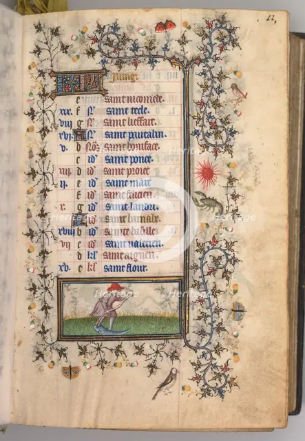 Hours of Charles the Noble, King of Navarre (1361-1425): fol. 6r, June, c. 1405. Creator: Master of the Brussels Initials and Associates (French).