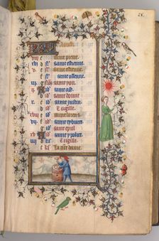 Hours of Charles the Noble, King of Navarre (1361-1425): fol. 8r, August, c. 1405. Creator: Master of the Brussels Initials and Associates (French)