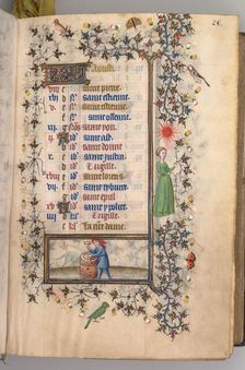 Hours of Charles the Noble, King of Navarre (1361-1425): fol. 8r, August, c. 1405. Creator: Master of the Brussels Initials and Associates (French)