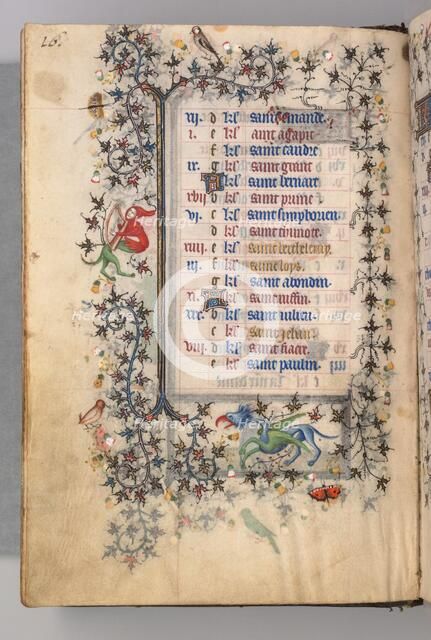 Hours of Charles the Noble, King of Navarre (1361-1425): fol. 8v, August, c. 1405. Creator: Master of the Brussels Initials and Associates (French).