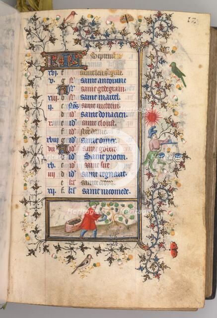 Hours of Charles the Noble, King of Navarre (1361-1425): fol. 9r, September, c. 1405. Creator: Master of the Brussels Initials and Associates (French).