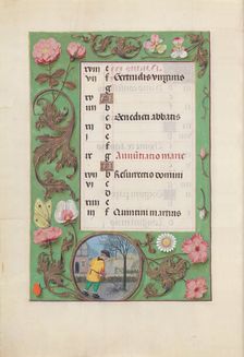 Hours of Queen Isabella the Catholic, Queen of Spain: Fol. 4v, March, c. 1500. Creator: Master of the First Prayerbook of Maximillian (Flemish, c. 1444-1519); Associates, and