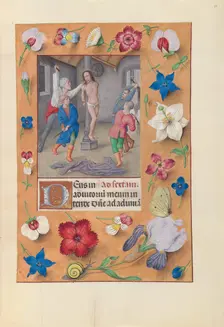 Hours of Queen Isabella the Catholic, Queen of Spain: Fol. 66r, Flagellation, c. 1500. Creator: Master of the First Prayerbook of Maximillian (Flemish, c. 1444-1519); Associates, and