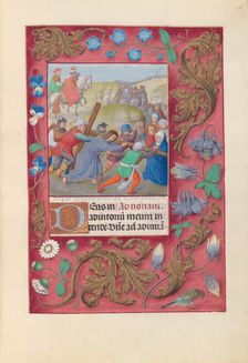 Hours of Queen Isabella the Catholic, Queen of Spain: Fol. 69r, Christ Carrying the Cross, c. 1500. Creator: Master of the First Prayerbook of Maximillian (Flemish, c. 1444-1519); Associates, and