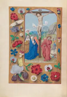 Hours of Queen Isabella the Catholic, Queen of Spain: Fol. 72v, Crucifixion, c. 1500. Creator: Master of the First Prayerbook of Maximillian (Flemish, c. 1444-1519); Associates, and