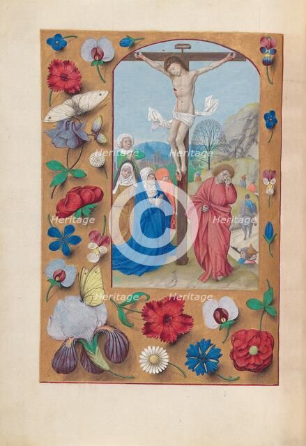 Hours of Queen Isabella the Catholic, Queen of Spain: Fol. 72v, Crucifixion, c. 1500. Creator: Master of the First Prayerbook of Maximillian (Flemish, c. 1444-1519); Associates, and.