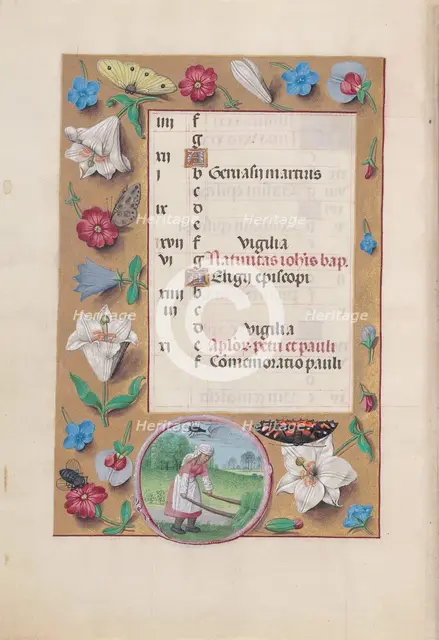 Hours of Queen Isabella the Catholic, Queen of Spain: Fol. 7v, June, c. 1500. Creator: Master of the First Prayerbook of Maximillian (Flemish, c. 1444-1519); Associates, and.