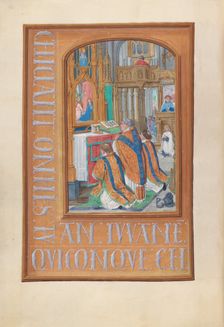 Hours of Queen Isabella the Catholic, Queen of Spain: Fol. 87v, Celebration of the Mass, c. 1500. Creator: Master of the First Prayerbook of Maximillian (Flemish, c. 1444-1519); Associates, and