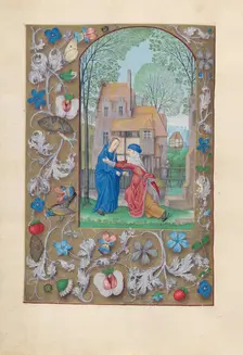 Hours of Queen Isabella the Catholic, Queen of Spain: Fol. 115v, Visitation, c. 1500. Creator: Master of the First Prayerbook of Maximillian (Flemish, c. 1444-1519); Associates, and