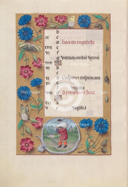 Hours of Queen Isabella the Catholic, Queen of Spain: Fol. 11v, October, c. 1500. Creator: Master of the First Prayerbook of Maximillian (Flemish, c. 1444-1519); Associates, and.