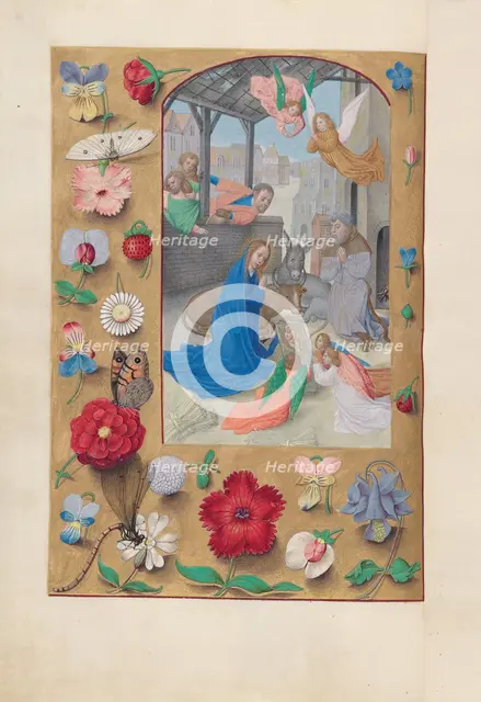 Hours of Queen Isabella the Catholic, Queen of Spain: Fol. 126v, Nativity, c. 1500. Creator: Master of the First Prayerbook of Maximillian (Flemish, c. 1444-1519); Associates, and.