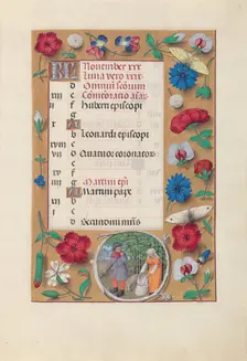 Hours of Queen Isabella the Catholic, Queen of Spain: Fol. 12r, November, c. 1500. Creator: Master of the First Prayerbook of Maximillian (Flemish, c. 1444-1519); Associates, and