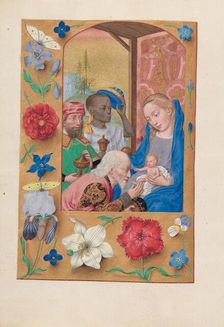 Hours of Queen Isabella the Catholic, Queen of Spain: Fol. 136v, Adoration of the Magi, c. 1500. Creator: Master of the First Prayerbook of Maximillian (Flemish, c. 1444-1519); Associates, and