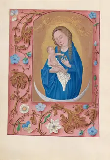 Hours of Queen Isabella the Catholic, Queen of Spain: Fol. 159v, Woman Clothed in the Sun, c1500. Creator: Master of the First Prayerbook of Maximillian (Flemish, c. 1444-1519); Associates, and