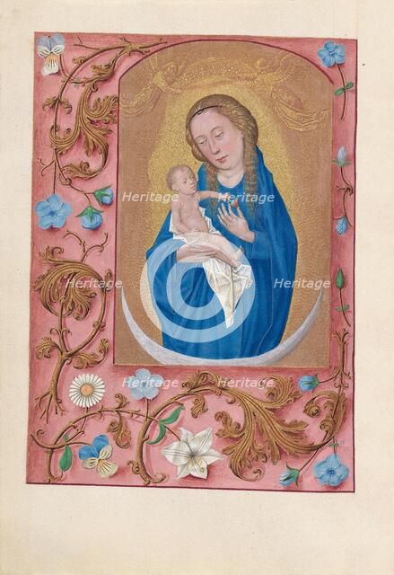 Hours of Queen Isabella the Catholic, Queen of Spain: Fol. 159v, Woman Clothed in the Sun, c1500. Creator: Master of the First Prayerbook of Maximillian (Flemish, c. 1444-1519); Associates, and.