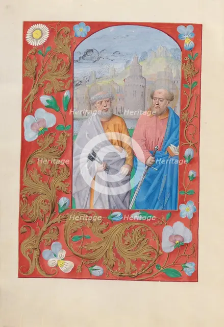 Hours of Queen Isabella the Catholic, Queen of Spain: Fol. 173v, Saints Peter & Paul, c. 1500. Creator: Master of the First Prayerbook of Maximillian (Flemish, c. 1444-1519); Associates, and.