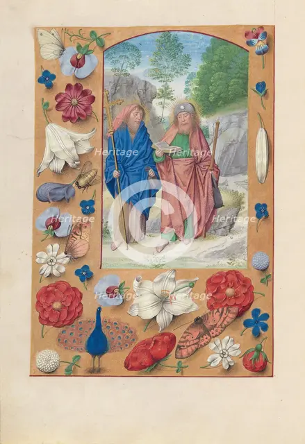 Hours of Queen Isabella the Catholic, Queen of Spain: Fol. 175v, Saints Philip & James, c. 1500. Creator: Master of the First Prayerbook of Maximillian (Flemish, c. 1444-1519); Associates, and.