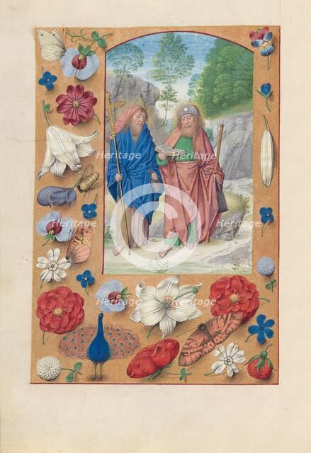 Hours of Queen Isabella the Catholic, Queen of Spain: Fol. 175v, Saints Philip & James, c. 1500. Creator: Master of the First Prayerbook of Maximillian (Flemish, c. 1444-1519); Associates, and.