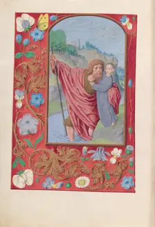 Hours of Queen Isabella the Catholic, Queen of Spain: Fol. 179v, St. Christopher, c. 1500. Creator: Master of the First Prayerbook of Maximillian (Flemish, c. 1444-1519); Associates, and