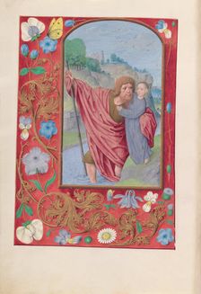 Hours of Queen Isabella the Catholic, Queen of Spain: Fol. 179v, St. Christopher, c. 1500. Creator: Master of the First Prayerbook of Maximillian (Flemish, c. 1444-1519); Associates, and