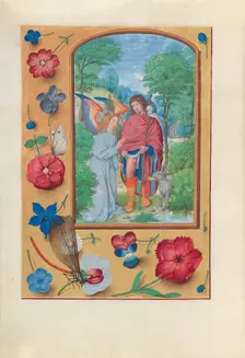 Hours of Queen Isabella the Catholic, Queen of Spain: Fol. 181v, St. Roch, c. 1500. Creator: Master of the First Prayerbook of Maximillian (Flemish, c. 1444-1519); Associates, and