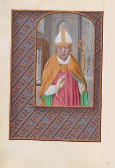 Hours of Queen Isabella the Catholic, Queen of Spain: Fol. 183v, St. Nicholas, c. 1500. Creator: Master of the First Prayerbook of Maximillian (Flemish, c. 1444-1519); Associates, and
