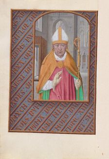 Hours of Queen Isabella the Catholic, Queen of Spain: Fol. 183v, St. Nicholas, c. 1500. Creator: Master of the First Prayerbook of Maximillian (Flemish, c. 1444-1519); Associates, and