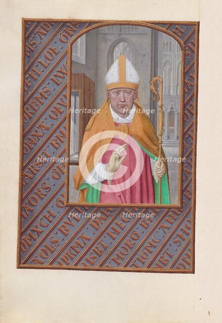 Hours of Queen Isabella the Catholic, Queen of Spain: Fol. 183v, St. Nicholas, c. 1500. Creator: Master of the First Prayerbook of Maximillian (Flemish, c. 1444-1519); Associates, and.