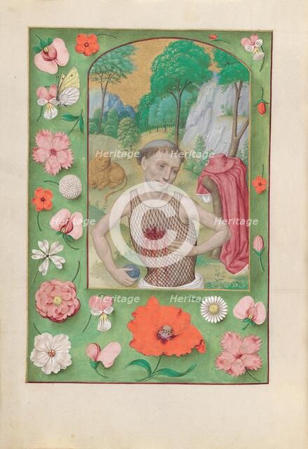 Hours of Queen Isabella the Catholic, Queen of Spain: Fol. 185v, St. Jerome, c. 1500. Creator: Master of the First Prayerbook of Maximillian (Flemish, c. 1444-1519); Associates, and.