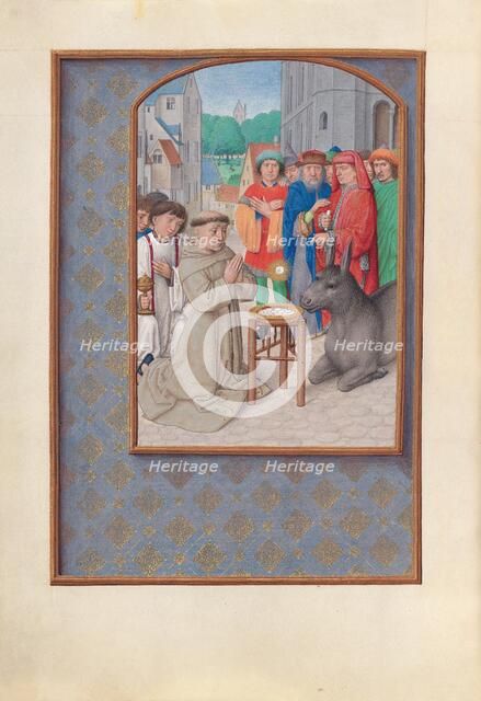 Hours of Queen Isabella the Catholic, Queen of Spain: Fol. 187v, St. Anthony of Padua, c. 1500. Creator: Master of the First Prayerbook of Maximillian (Flemish, c. 1444-1519); Associates, and.