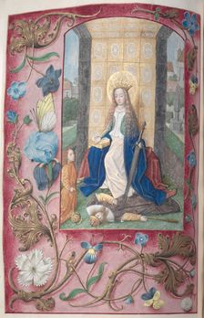 Hours of Queen Isabella the Catholic, Queen of Spain: Fol. 189v, St. Catherine, c. 1500. Creator: Master of the First Prayerbook of Maximillian (Flemish, c. 1444-1519); Associates, and