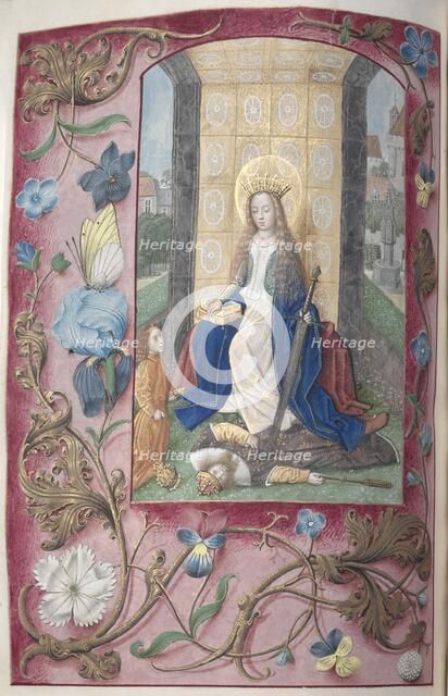 Hours of Queen Isabella the Catholic, Queen of Spain: Fol. 189v, St. Catherine, c. 1500. Creator: Master of the First Prayerbook of Maximillian (Flemish, c. 1444-1519); Associates, and.