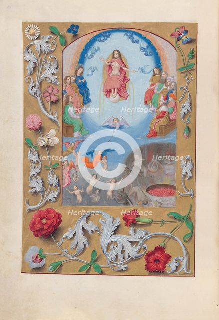Hours of Queen Isabella the Catholic, Queen of Spain: Fol. 199v, Last Judgment, c. 1500. Creator: Master of the First Prayerbook of Maximillian (Flemish, c. 1444-1519); Associates, and.