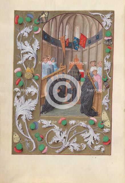 Hours of Queen Isabella the Catholic, Queen of Spain: Fol. 219v, Funeral Service, c. 1500. Creator: Master of the First Prayerbook of Maximillian (Flemish, c. 1444-1519); Associates, and.