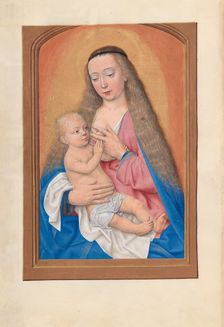 Hours of Queen Isabella the Catholic, Queen of Spain: Fol. 257v, Madonna and Child, c. 1500. Creator: Master of the First Prayerbook of Maximillian (Flemish, c. 1444-1519); Associates, and
